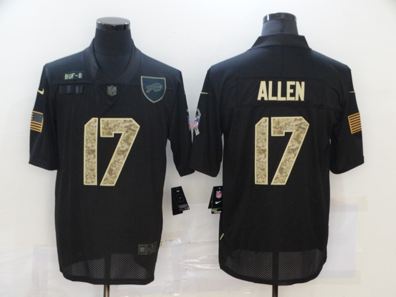 Men's Buffalo Bills #17 Josh Allen Black Camo 2020 Salute To Service Stitched NFL Nike Limited Jersey