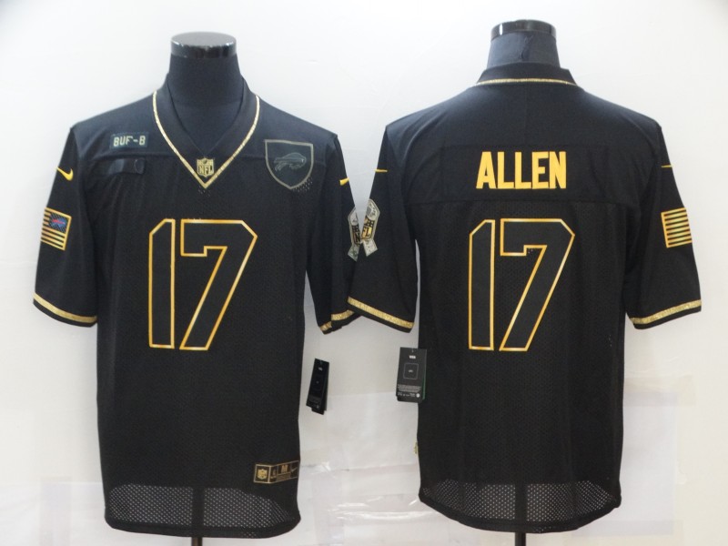 Men's Buffalo Bills #17 Josh Allen Black Gold 2020 Salute To Service Stitched NFL Nike Limited Jersey