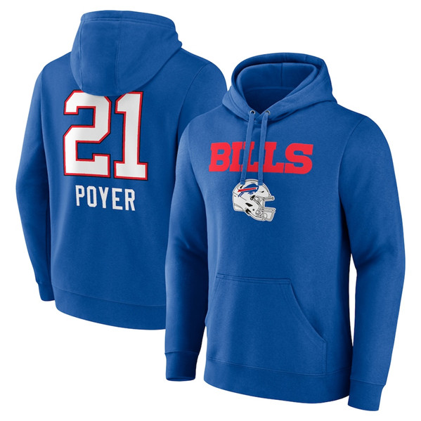 Men's Buffalo Bills #21 Jordan Poyer Blue Team Wordmark Player Name & Number Pullover Hoodie