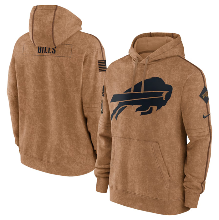 Men's Buffalo Bills 2023 Brown Salute To Service Pullover Hoodie