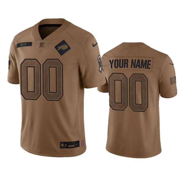 Men's Buffalo Bills Active Player Custom 2023 Brown Salute To Service Limited Football Stitched Jersey