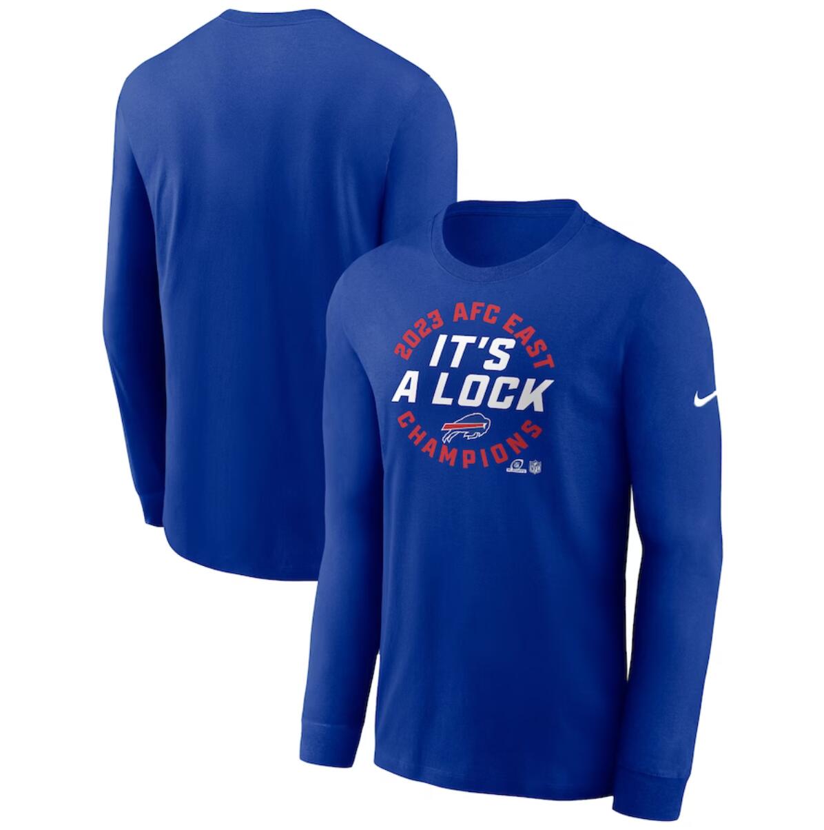 Men's Buffalo Bills Royal 2023 AFC East Division Champions Locker Room Trophy Collection Long Sleeve T-Shirt