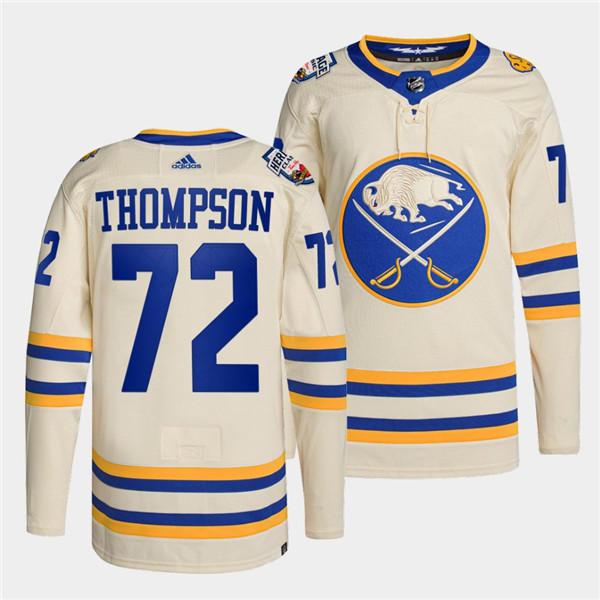 Men's Buffalo Sabres #72 Tage Thompson 2022 Cream Heritage Classic Stitched Jersey