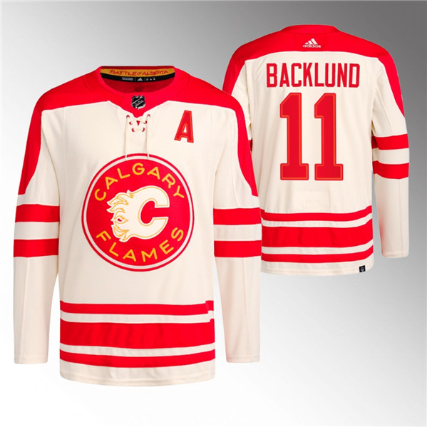 Men's Calgary Flames #11 Mikael Backlund 2023 Cream Classic Primegreen Stitched Jersey