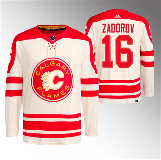 Men's Calgary Flames #17 Nikita Zadorov 2023 Cream Heritage Classic Primegreen Stitched Jersey