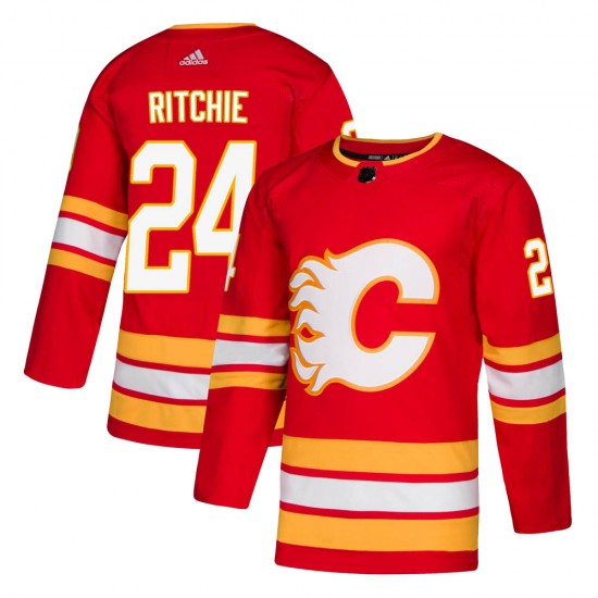 Men's Calgary Flames #24 Brett Ritchie Adidas Authentic Alternate Jersey - Red