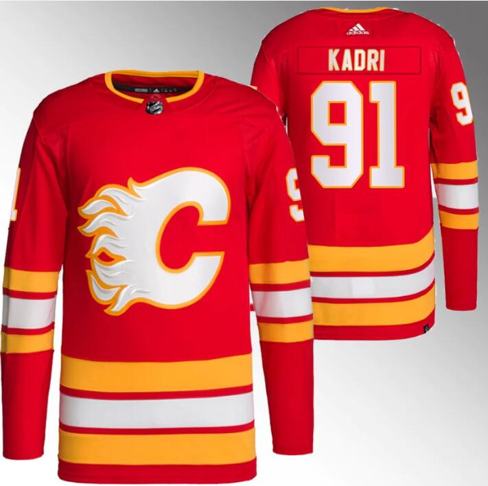 Men's Calgary Flames #91 Nazem Kadri adidas Red Authentic Home Jersey
