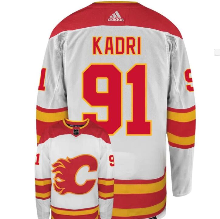 Men's Calgary Flames #91 Nazem Kadri white Player Jersey