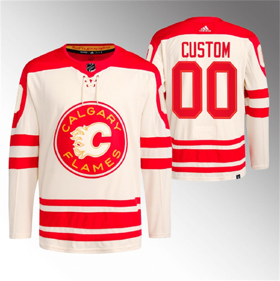 Men/Women/Youth Calgary Flames Custom 2023 Cream Heritage Classic Primegreen Stitched Unisex Jersey