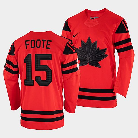 Men's Canada Hockey Adam Foote Red 2022 Winter Olympic #15 Gold Winner Jersey