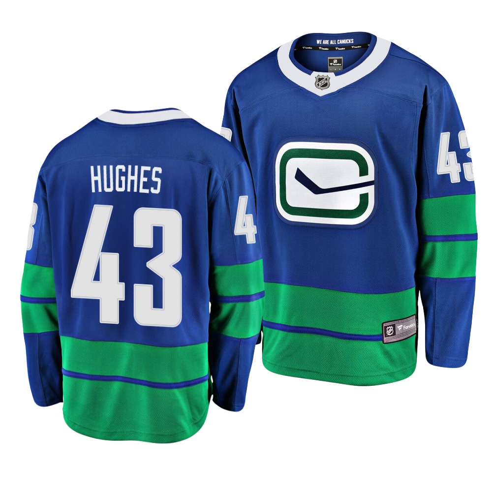 Men's Canucks #43 Quinn Hughes Royal 3rd Jersey