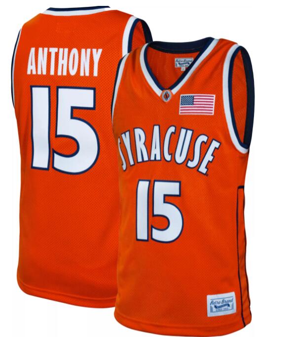 Men's Carmelo Anthony Syracuse Orange #15 Orange Retro Basketball Jersey