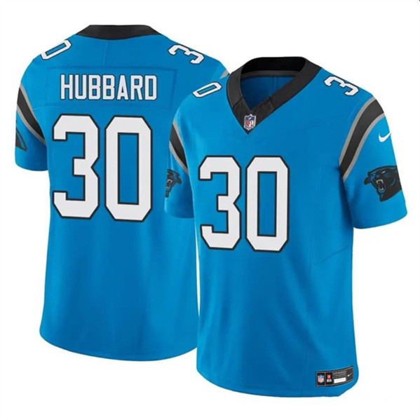 Men's Carolina Panthers #30 Chuba Hubbard Blue 2023 F.U.S.E. Vapor Limited Football Stitched Jersey