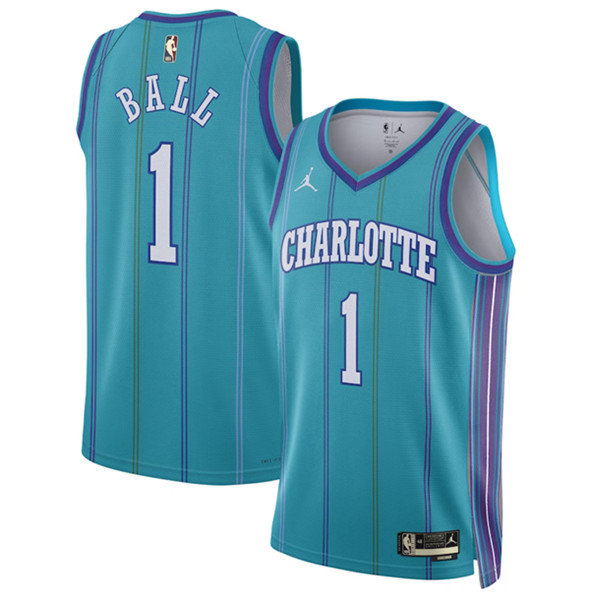 Men's Charlotte Hornets #1 LaMelo Ball Teal 2023-24 Classic Edition Stitched Basketball Jersey