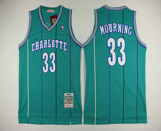 Men's Charlotte Hornets #33 Alonzo Mourning 1992-93 Blue Hardwood Classics Soul Swingman Throwback Jersey