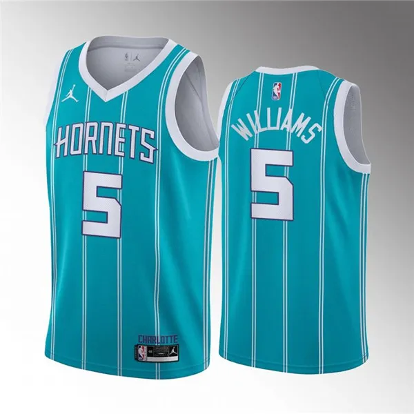 Men's Charlotte Hornets #5 Mark Williams 2022 Draft Stitched Basketball Jersey