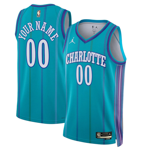 Men's Charlotte Hornets Active Player Custom Teal 2023-24 Classic Edition Stitched Basketball Jersey