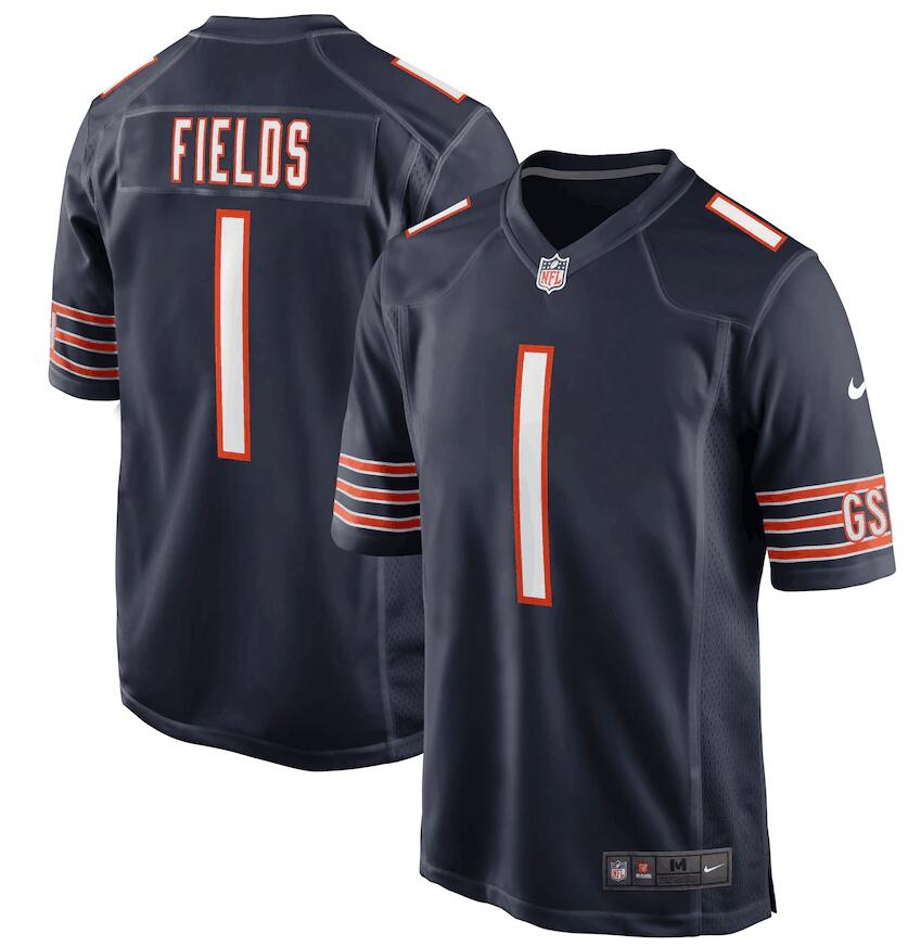 Men's Chicago Bears #1 Justin Fields Navy 2021 NFL Draft First Round Pick Game nike Jersey