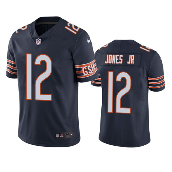 Men's Chicago Bears #12 Velus Jones Jr. Navy Vapor untouchable Limited Stitched Jersey