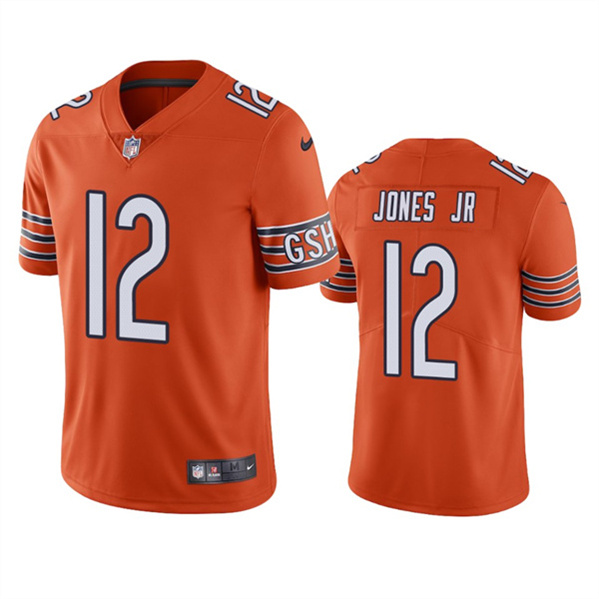 Men's Chicago Bears #12 Velus Jones Jr. Orange Vapor untouchable Limited Stitched Jersey