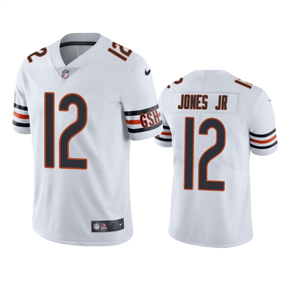 Men's Chicago Bears #12 Velus Jones Jr. White Vapor untouchable Limited Stitched Jersey