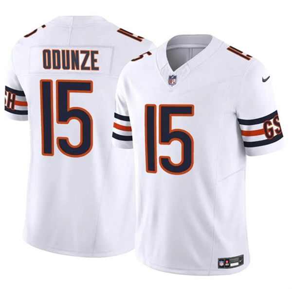 Men's Chicago Bears #15 Rome Odunze White 2024 Draft F.U.S.E. Vapor Football Stitched Jersey