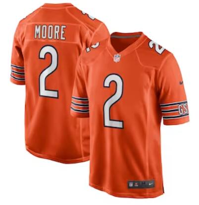 Men's Chicago Bears #2 D.J. Moore Nike Alternate Orange Game Jersey