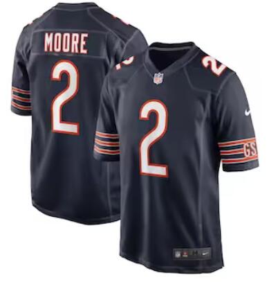 Men's Chicago Bears #2 D.J. Moore Nike Navy Blue Home Game Jersey