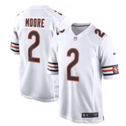 Men's Chicago Bears #2 D.J. Moore Nike White Road Game Jersey