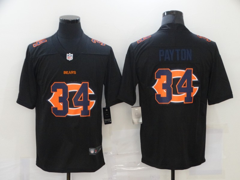 Men's Chicago Bears #34 Walter Payton Black 2020 Shadow Logo Vapor Untouchable Stitched NFL Nike Limited Jersey