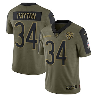 Men's Chicago Bears #34 Walter Payton Nike Olive 2021 Salute To Service Retired Player Limited Jersey