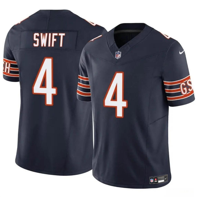 Men's Chicago Bears #4 D’Andre Swift Navy 2023 F.U.S.E. Vapor Football Stitched Jersey