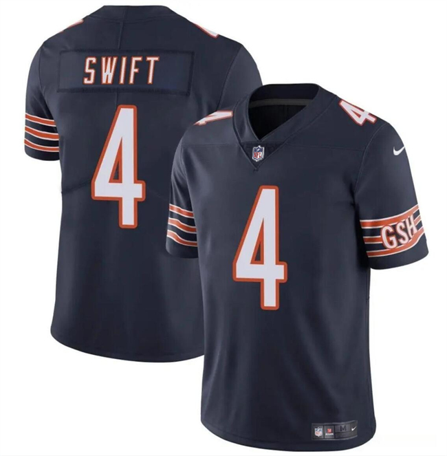 Men's Chicago Bears #4 D’Andre Swift Navy Vapor Football Stitched Jersey