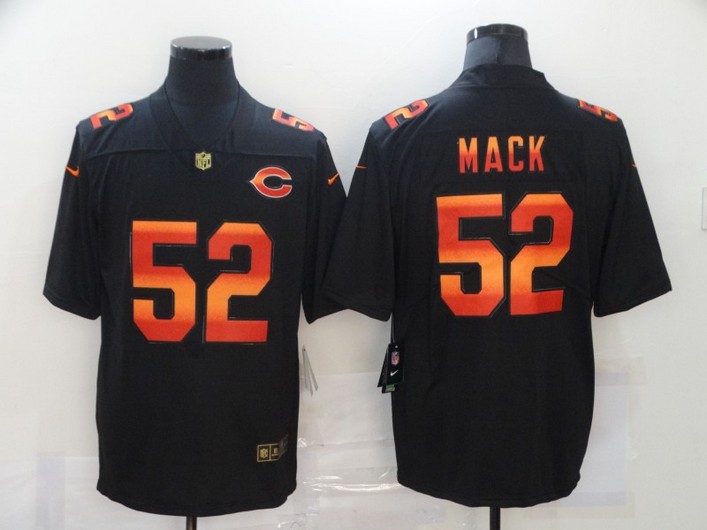 Men's Chicago Bears #52 Khalil Mack Black Red Orange Stripe Vapor Limited Nike NFL Jersey