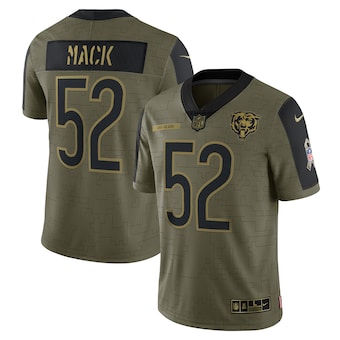 Men's Chicago Bears #52 Khalil Mack Nike Olive 2021 Salute To Service Limited Player Jersey