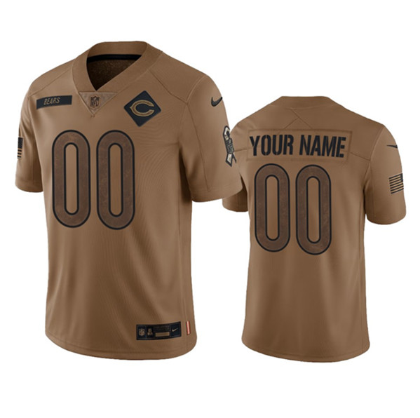 Men's Chicago Bears Active Player Custom 2023 Brown Salute To Service Limited Football Stitched Jersey