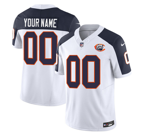 Men's Chicago Bears Active Player Custom 2023 F.U.S.E. White Navy Throwback Limited Football Stitched Jersey