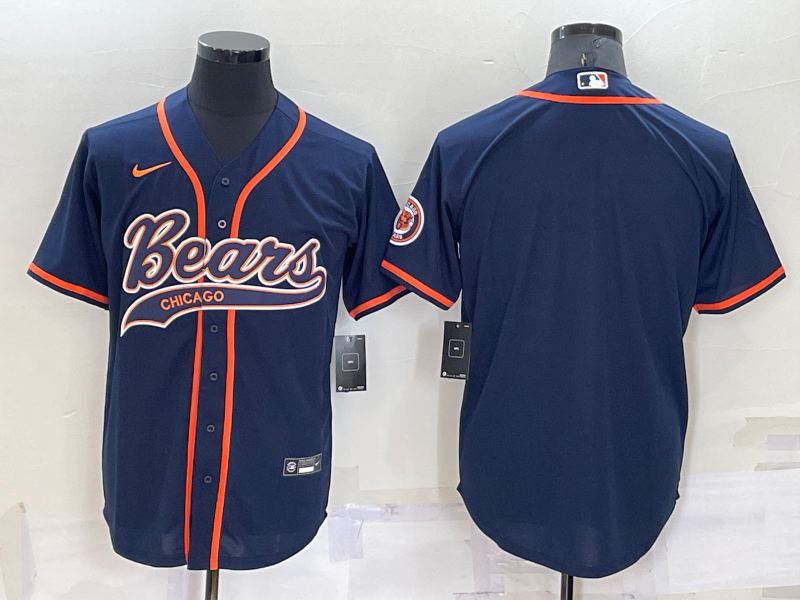 Men's Chicago Bears Blank Navy Blue Stitched MLB Cool Base Nike Baseball Jersey