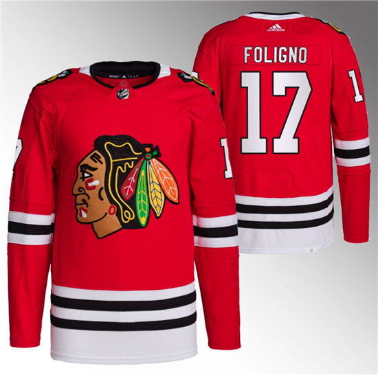 Men's Chicago Blackhawks #17 Nick Foligno Red Stitched Hockey Jersey
