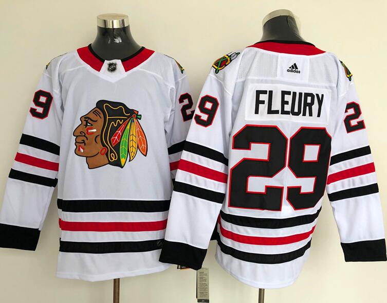 Men's Chicago Blackhawks #29 Marc-Andre Fleury adidas Away Authentic White Player Jersey