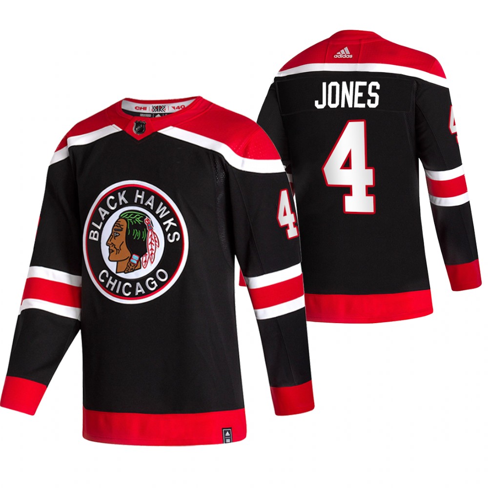 Men's Chicago Blackhawks #4 Seth Jones Black 2021 Reverse Retro Special Edition Jersey