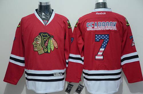 Men's Chicago Blackhawks #7 Brent Seabrook USA Flag Fashion Red Jersey