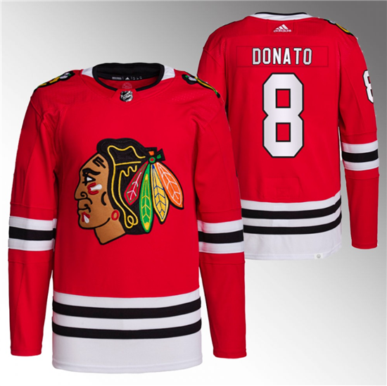 Men's Chicago Blackhawks #8 Ryan Donato Red Stitched Hockey Jersey