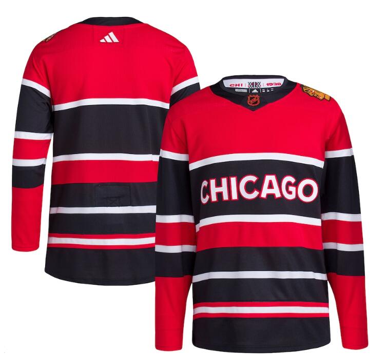 Men's Chicago Blackhawks Blank Red Black 2022 Reverse Retro 2.0 Stitched Jersey