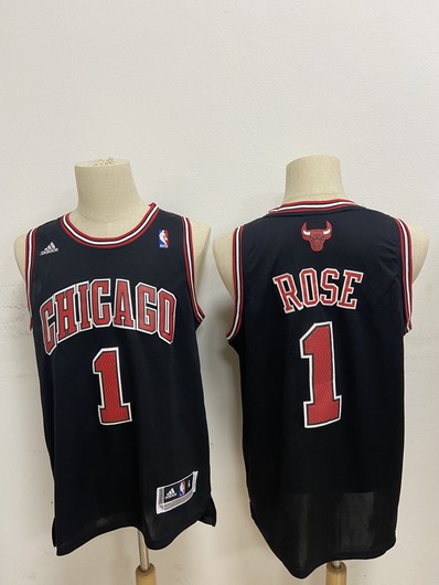 Men's Chicago Bulls #1 Derek Rose Revolution 30 Swingman Black Jersey