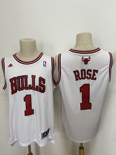 Men's Chicago Bulls #1 Derek Rose Revolution 30 Swingman White Jersey