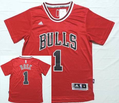 Men's Chicago Bulls #1 Derrick Rose Revolution 30 Swingman 2014 New Red Short-Sleeved Jersey