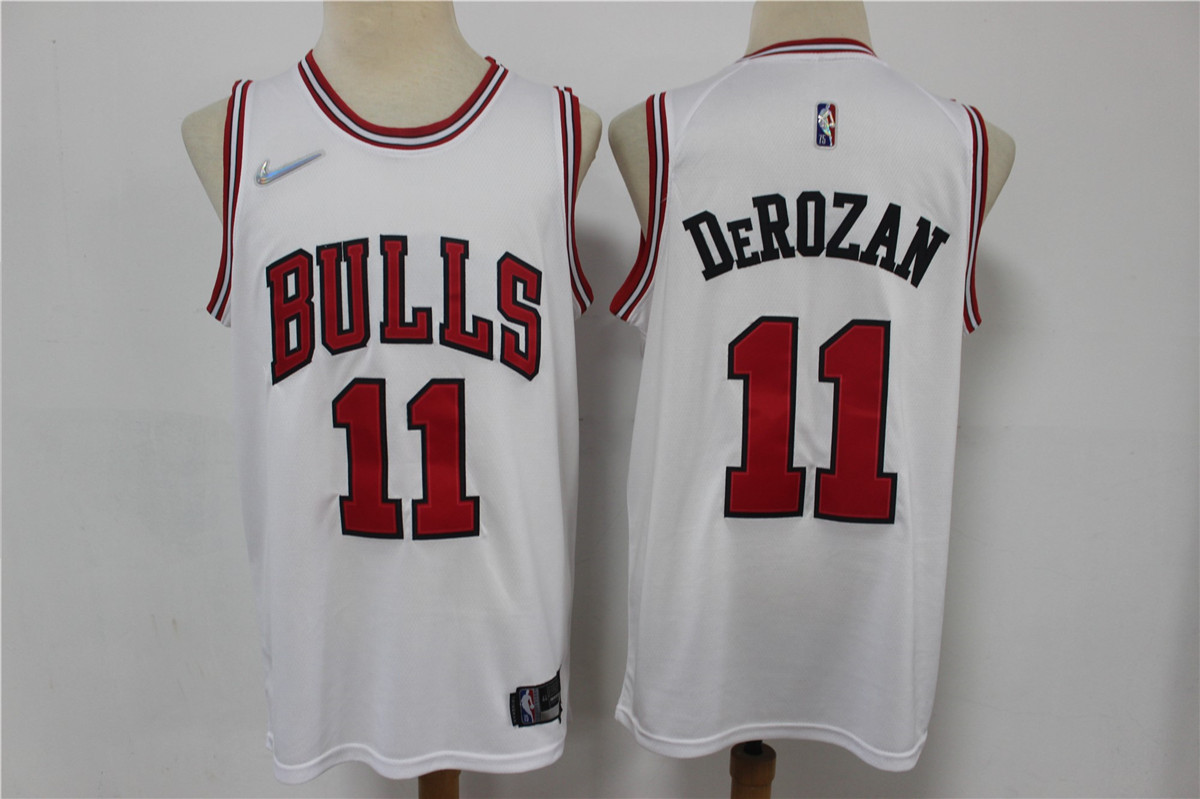 Men's Chicago Bulls #11 DeMar DeRozan White Nike 75th Anniversary Diamond 2021 Stitched Jersey