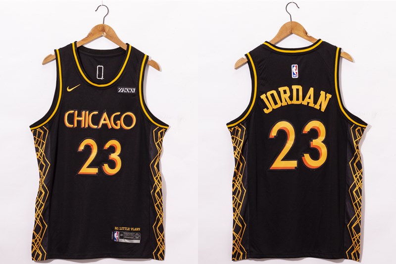 Men's Chicago Bulls #23 Michael Jordan NEW Black Nike 2021 Swingman City Edition Jersey