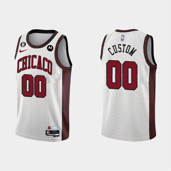 Men's Chicago Bulls Active Player Custom 2022-23 White City Edition Stitched Basketball Jersey